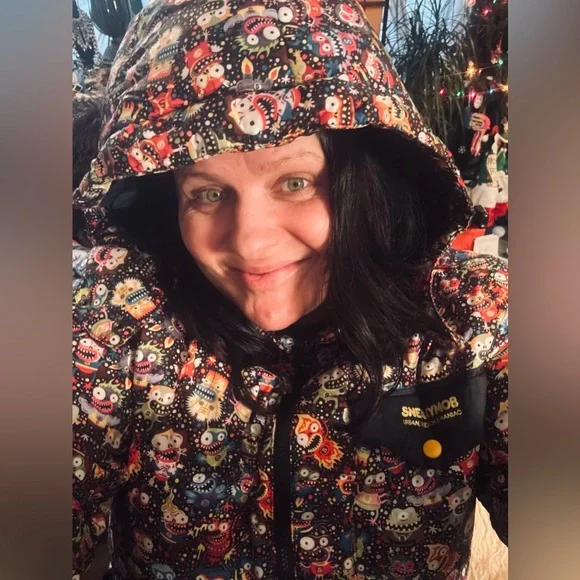 Sneaky Mob “Urban, French & Maniac” • Statement Art Puffer Jacket • Women’s XL - Picture 3 of 12